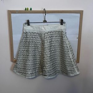 White Leather Double Layer Cutout Skirt.